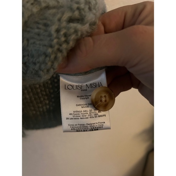 LOUISE MISHA Sage Green Sirika Mohair and Merino Wool Cardigan XS Oversized - Picture 4 of 12